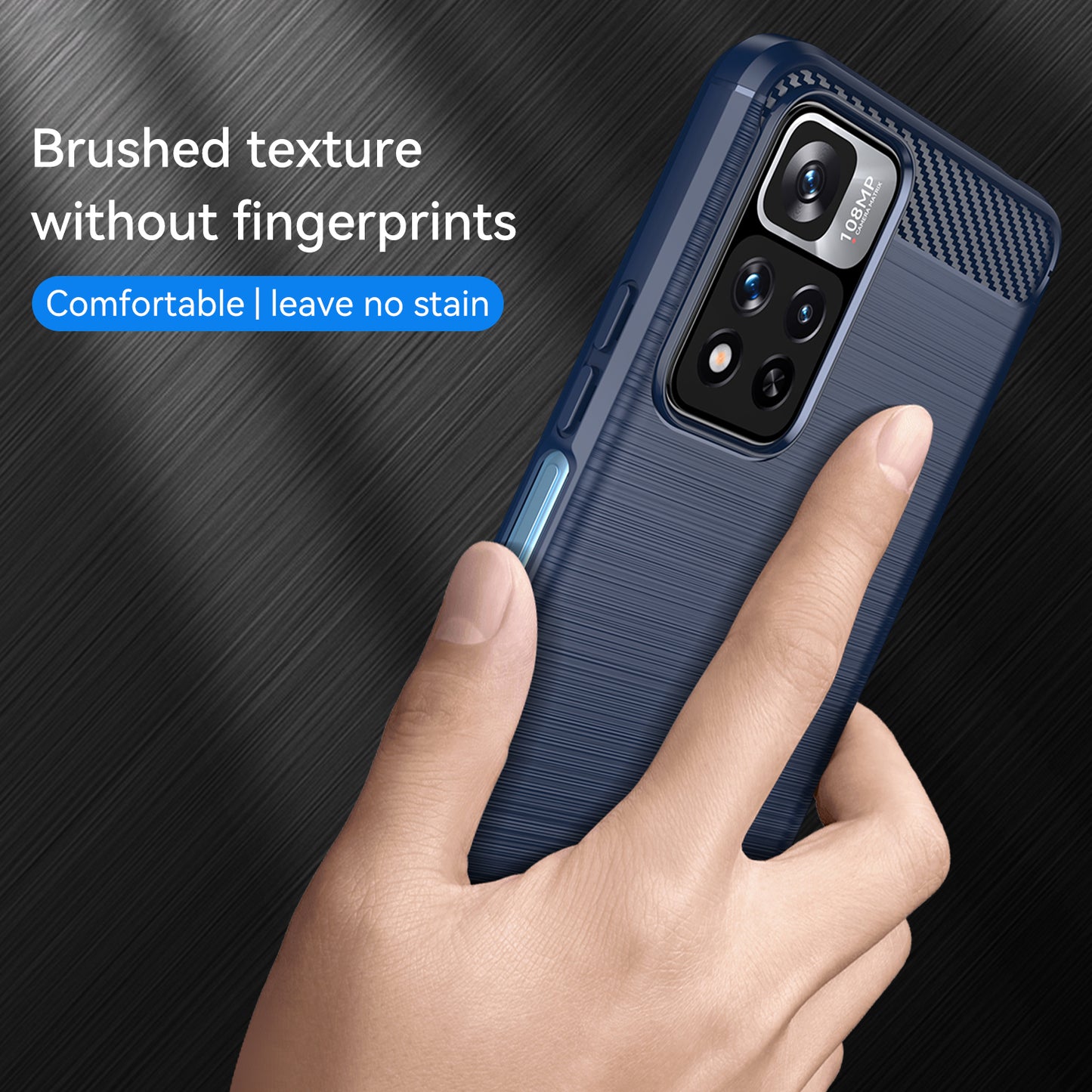 1.8mm Carbon Fiber Anti-fingerprint Brushed Texture Flexible TPU Drop-proof Cell Phone Cover for Xiaomi Redmi Note 11 Pro 5G (China) (MediaTek)/Note 11 Pro+ 5G