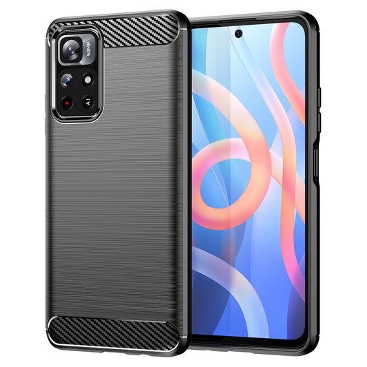 1.8mm Anti-fall Well-protected Carbon Fiber Brushed Texture TPU Phone Cover Shell for Xiaomi Redmi Note 11 5G (China) (MediaTek)/Redmi Note 11T 5G/Note 11S 5G