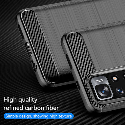 1.8mm Anti-fall Well-protected Carbon Fiber Brushed Texture TPU Phone Cover Shell for Xiaomi Redmi Note 11 5G (China) (MediaTek)/Redmi Note 11T 5G/Note 11S 5G