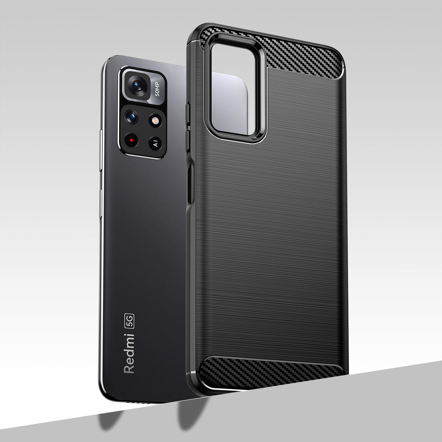 1.8mm Anti-fall Well-protected Carbon Fiber Brushed Texture TPU Phone Cover Shell for Xiaomi Redmi Note 11 5G (China) (MediaTek)/Redmi Note 11T 5G/Note 11S 5G