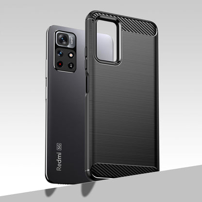 1.8mm Anti-fall Well-protected Carbon Fiber Brushed Texture TPU Phone Cover Shell for Xiaomi Redmi Note 11 5G (China) (MediaTek)/Redmi Note 11T 5G/Note 11S 5G