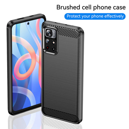 1.8mm Anti-fall Well-protected Carbon Fiber Brushed Texture TPU Phone Cover Shell for Xiaomi Redmi Note 11 5G (China) (MediaTek)/Redmi Note 11T 5G/Note 11S 5G
