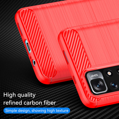 1.8mm Anti-fall Well-protected Carbon Fiber Brushed Texture TPU Phone Cover Shell for Xiaomi Redmi Note 11 5G (China) (MediaTek)/Redmi Note 11T 5G/Note 11S 5G
