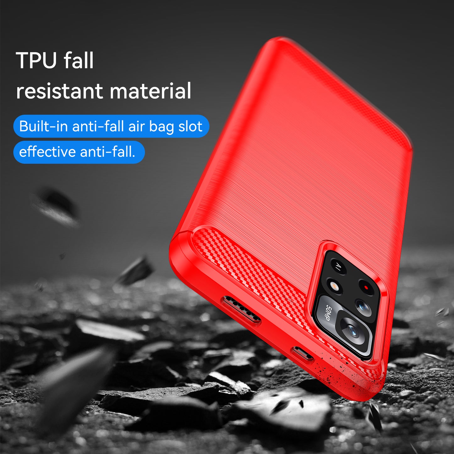 1.8mm Anti-fall Well-protected Carbon Fiber Brushed Texture TPU Phone Cover Shell for Xiaomi Redmi Note 11 5G (China) (MediaTek)/Redmi Note 11T 5G/Note 11S 5G