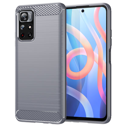 1.8mm Anti-fall Well-protected Carbon Fiber Brushed Texture TPU Phone Cover Shell for Xiaomi Redmi Note 11 5G (China) (MediaTek)/Redmi Note 11T 5G/Note 11S 5G