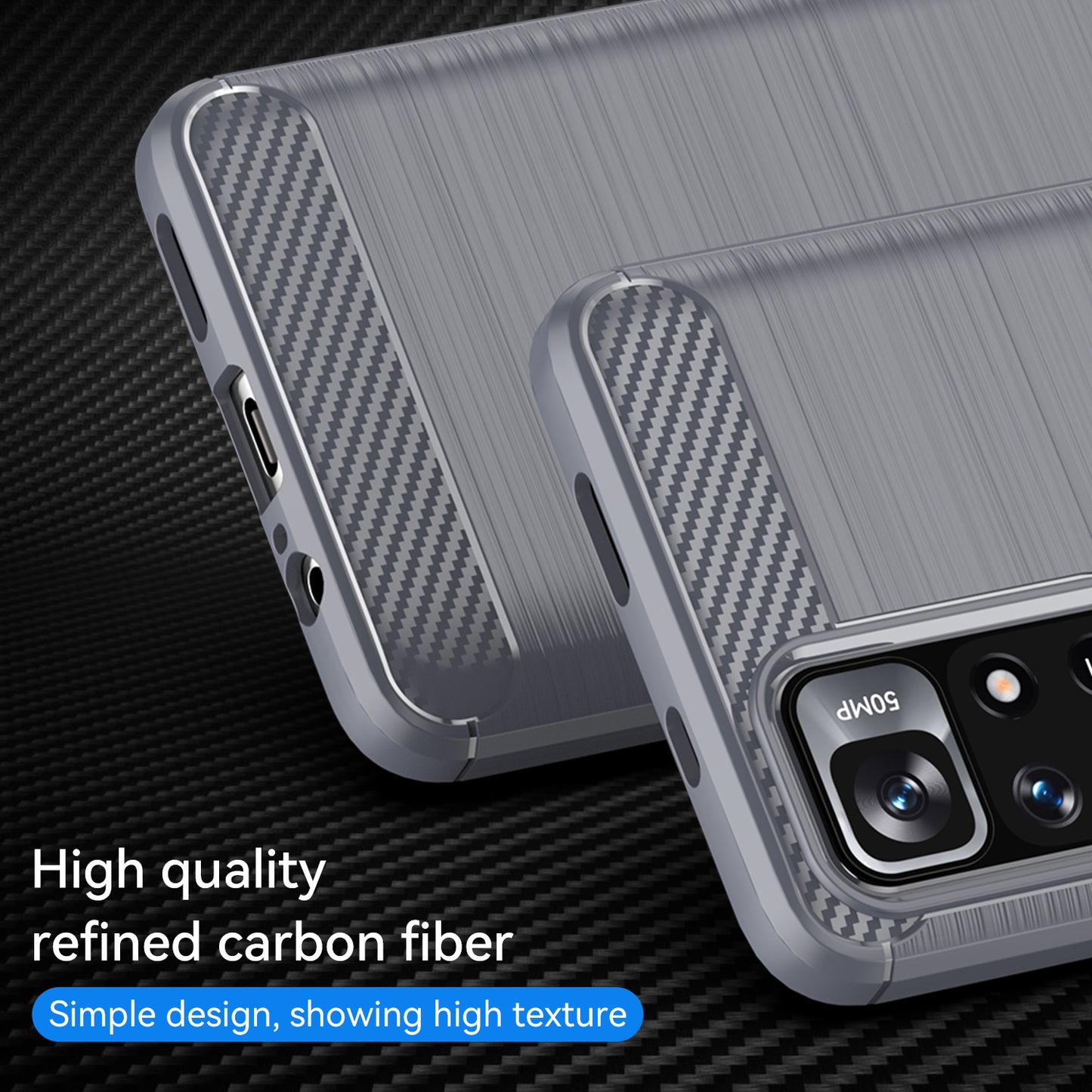 1.8mm Anti-fall Well-protected Carbon Fiber Brushed Texture TPU Phone Cover Shell for Xiaomi Redmi Note 11 5G (China) (MediaTek)/Redmi Note 11T 5G/Note 11S 5G