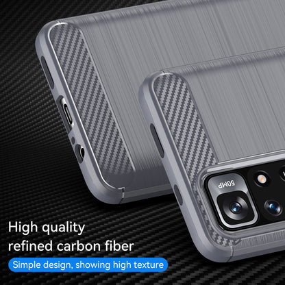 1.8mm Anti-fall Well-protected Carbon Fiber Brushed Texture TPU Phone Cover Shell for Xiaomi Redmi Note 11 5G (China) (MediaTek)/Redmi Note 11T 5G/Note 11S 5G