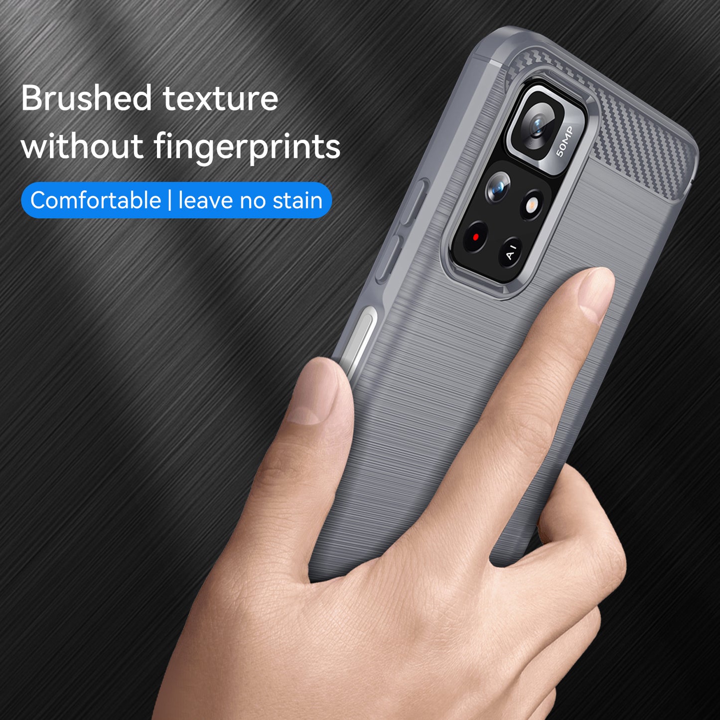 1.8mm Anti-fall Well-protected Carbon Fiber Brushed Texture TPU Phone Cover Shell for Xiaomi Redmi Note 11 5G (China) (MediaTek)/Redmi Note 11T 5G/Note 11S 5G