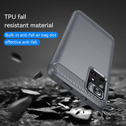 1.8mm Anti-fall Well-protected Carbon Fiber Brushed Texture TPU Phone Cover Shell for Xiaomi Redmi Note 11 5G (China) (MediaTek)/Redmi Note 11T 5G/Note 11S 5G