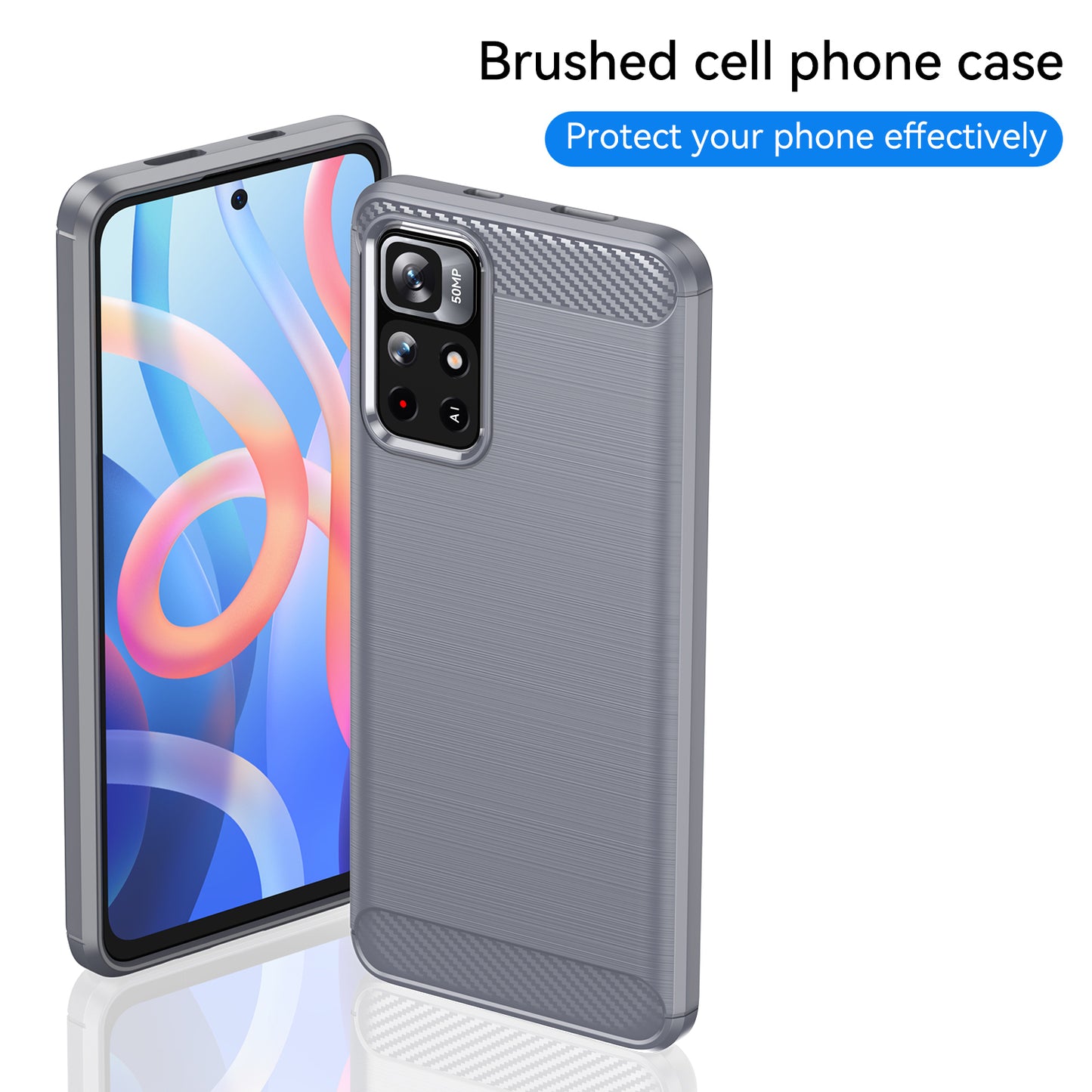 1.8mm Anti-fall Well-protected Carbon Fiber Brushed Texture TPU Phone Cover Shell for Xiaomi Redmi Note 11 5G (China) (MediaTek)/Redmi Note 11T 5G/Note 11S 5G