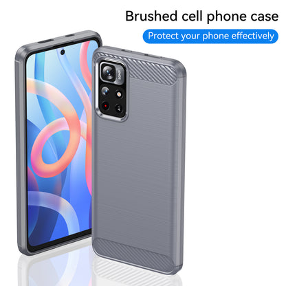 1.8mm Anti-fall Well-protected Carbon Fiber Brushed Texture TPU Phone Cover Shell for Xiaomi Redmi Note 11 5G (China) (MediaTek)/Redmi Note 11T 5G/Note 11S 5G