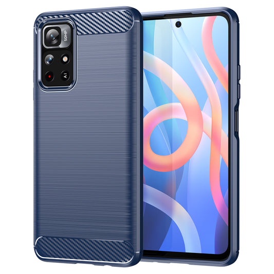 1.8mm Anti-fall Well-protected Carbon Fiber Brushed Texture TPU Phone Cover Shell for Xiaomi Redmi Note 11 5G (China) (MediaTek)/Redmi Note 11T 5G/Note 11S 5G