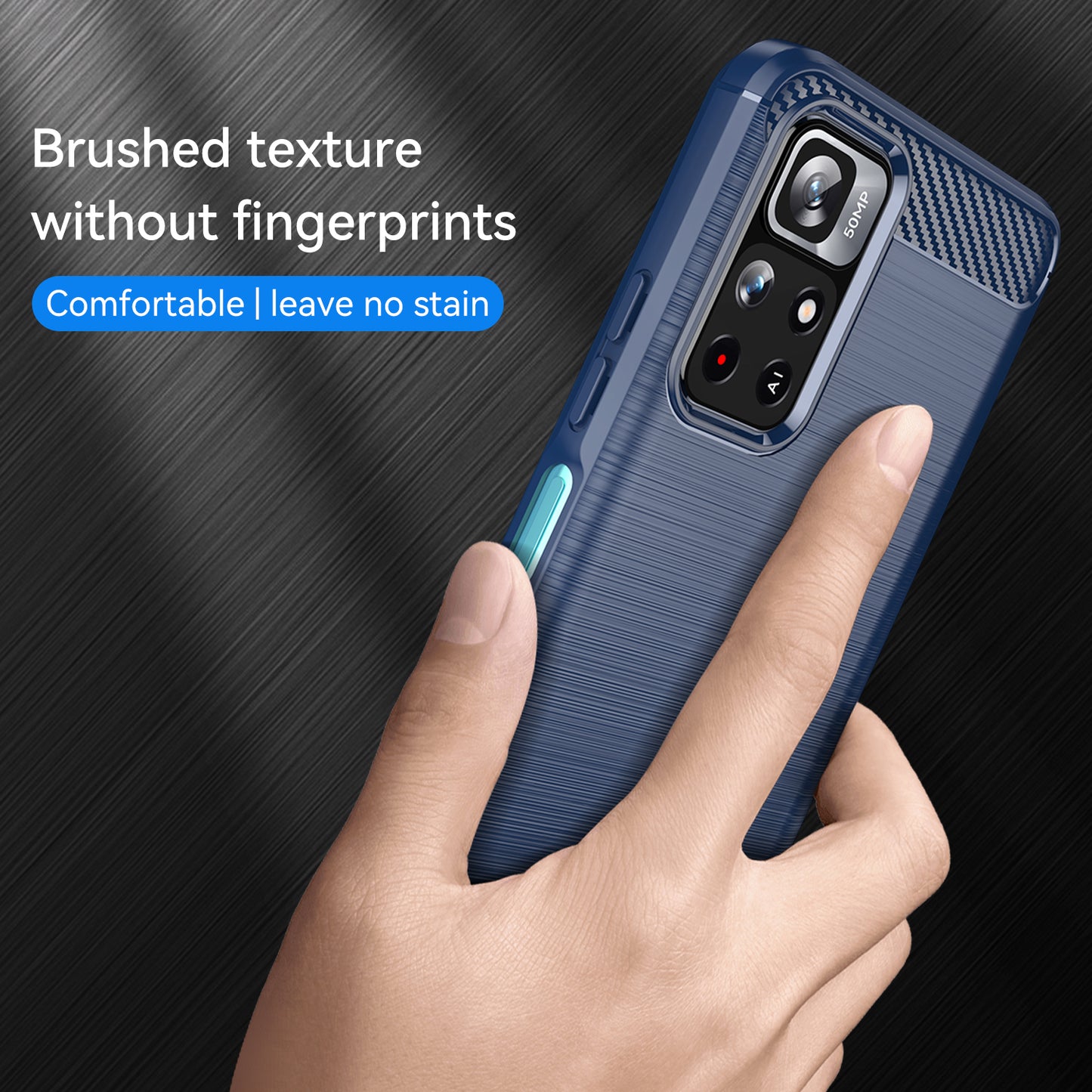 1.8mm Anti-fall Well-protected Carbon Fiber Brushed Texture TPU Phone Cover Shell for Xiaomi Redmi Note 11 5G (China) (MediaTek)/Redmi Note 11T 5G/Note 11S 5G