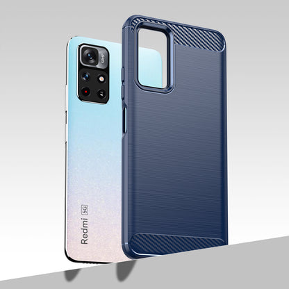 1.8mm Anti-fall Well-protected Carbon Fiber Brushed Texture TPU Phone Cover Shell for Xiaomi Redmi Note 11 5G (China) (MediaTek)/Redmi Note 11T 5G/Note 11S 5G