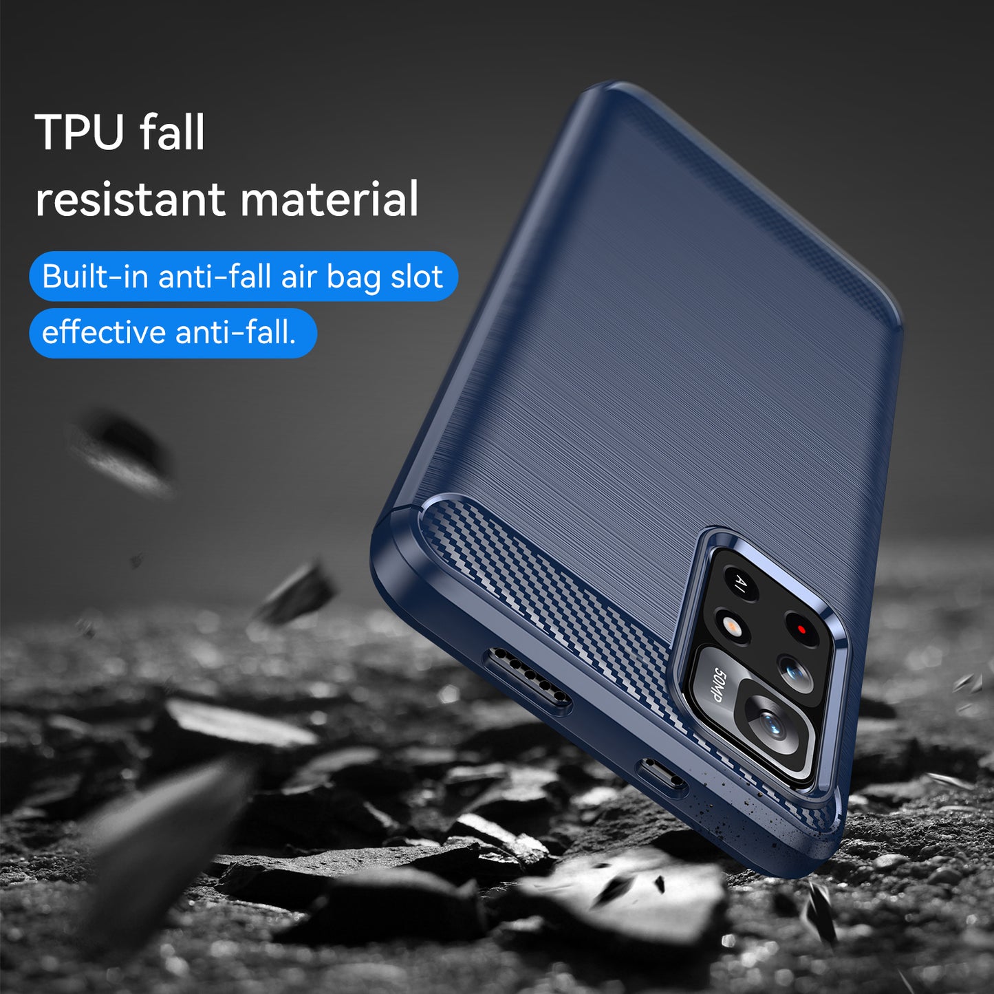 1.8mm Anti-fall Well-protected Carbon Fiber Brushed Texture TPU Phone Cover Shell for Xiaomi Redmi Note 11 5G (China) (MediaTek)/Redmi Note 11T 5G/Note 11S 5G