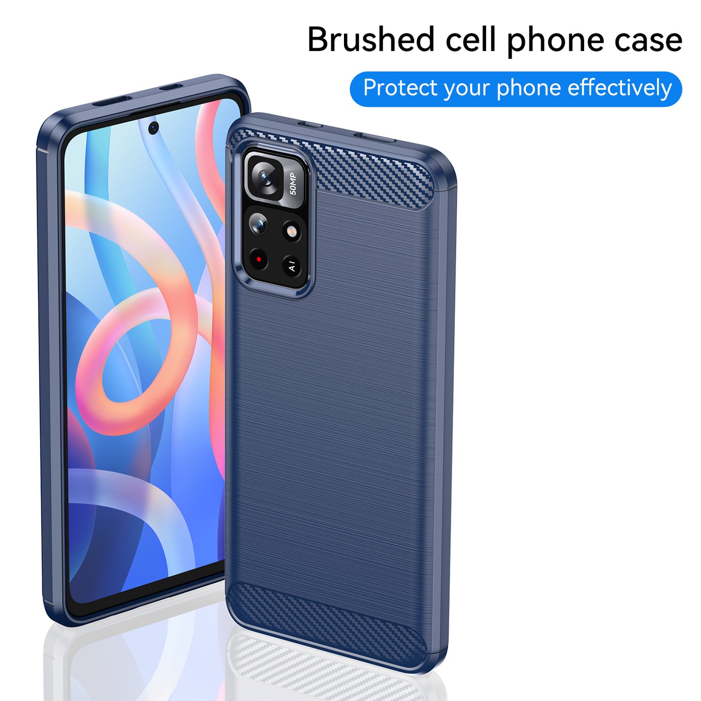 1.8mm Anti-fall Well-protected Carbon Fiber Brushed Texture TPU Phone Cover Shell for Xiaomi Redmi Note 11 5G (China) (MediaTek)/Redmi Note 11T 5G/Note 11S 5G