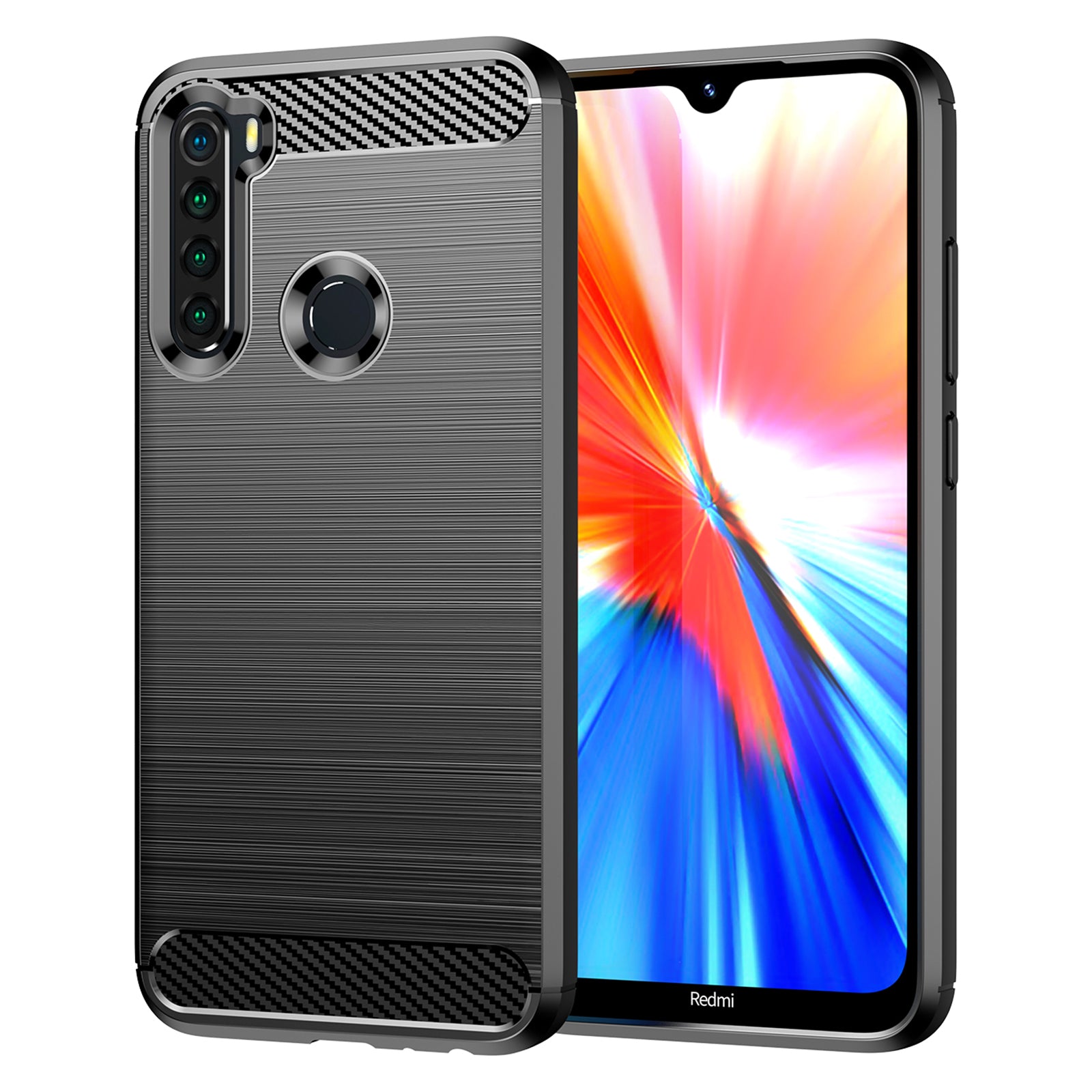 1.8mm Anti-fall Flexible TPU Protective Case Carbon Fiber Brushed Texture Phone Cover for Xiaomi Redmi Note 8/Redmi Note 8 2021