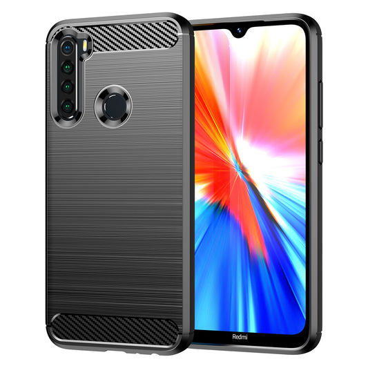 1.8mm Anti-fall Flexible TPU Protective Case Carbon Fiber Brushed Texture Phone Cover for Xiaomi Redmi Note 8/Redmi Note 8 2021