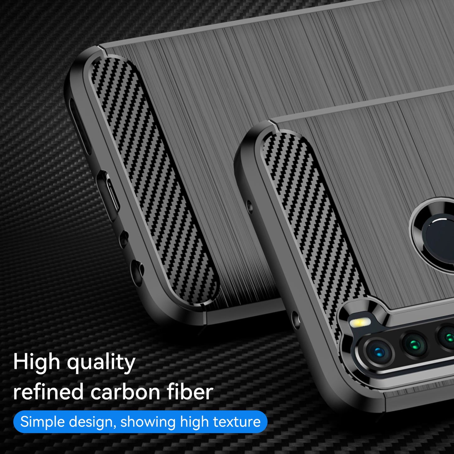 1.8mm Anti-fall Flexible TPU Protective Case Carbon Fiber Brushed Texture Phone Cover for Xiaomi Redmi Note 8/Redmi Note 8 2021
