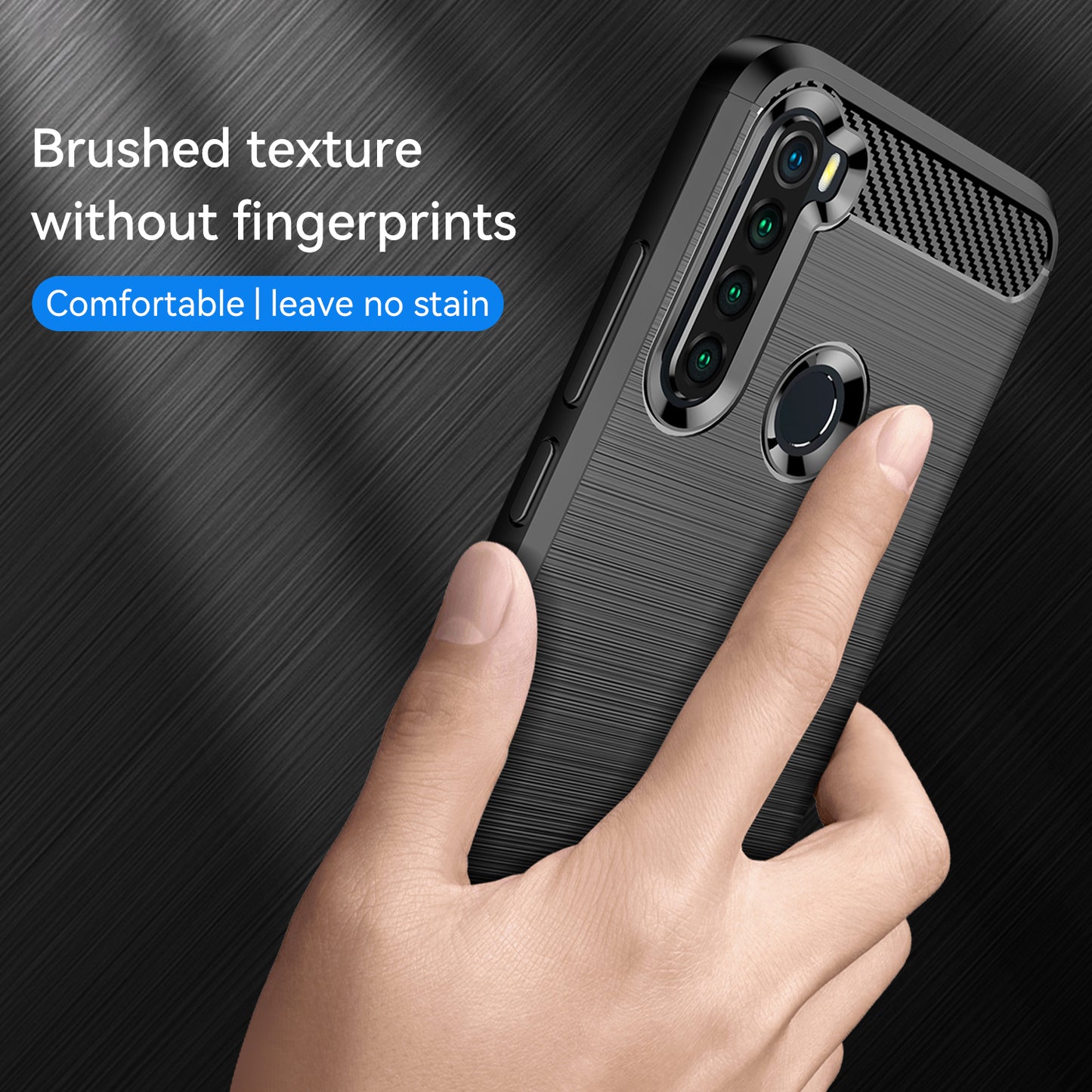 1.8mm Anti-fall Flexible TPU Protective Case Carbon Fiber Brushed Texture Phone Cover for Xiaomi Redmi Note 8/Redmi Note 8 2021