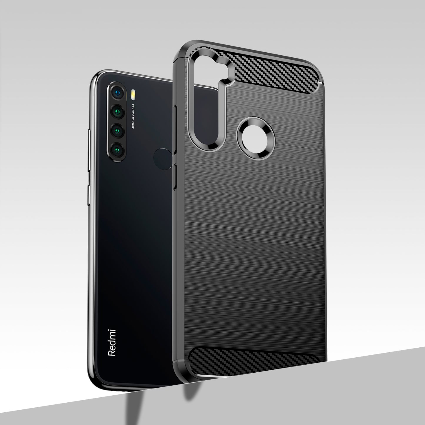 1.8mm Anti-fall Flexible TPU Protective Case Carbon Fiber Brushed Texture Phone Cover for Xiaomi Redmi Note 8/Redmi Note 8 2021