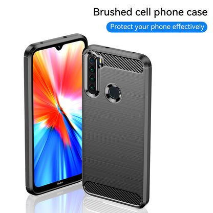 1.8mm Anti-fall Flexible TPU Protective Case Carbon Fiber Brushed Texture Phone Cover for Xiaomi Redmi Note 8/Redmi Note 8 2021