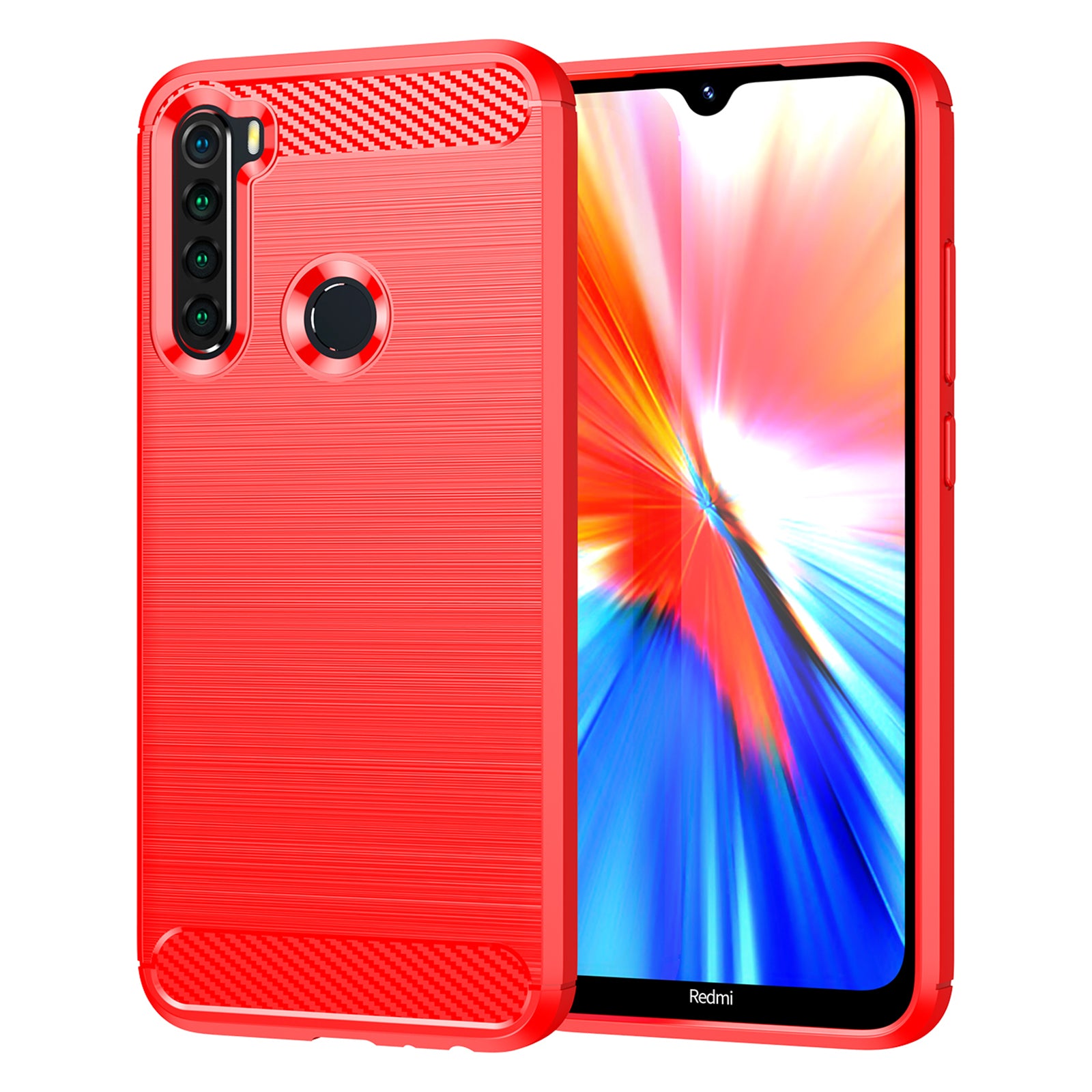 1.8mm Anti-fall Flexible TPU Protective Case Carbon Fiber Brushed Texture Phone Cover for Xiaomi Redmi Note 8/Redmi Note 8 2021