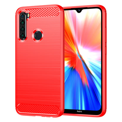 1.8mm Anti-fall Flexible TPU Protective Case Carbon Fiber Brushed Texture Phone Cover for Xiaomi Redmi Note 8/Redmi Note 8 2021