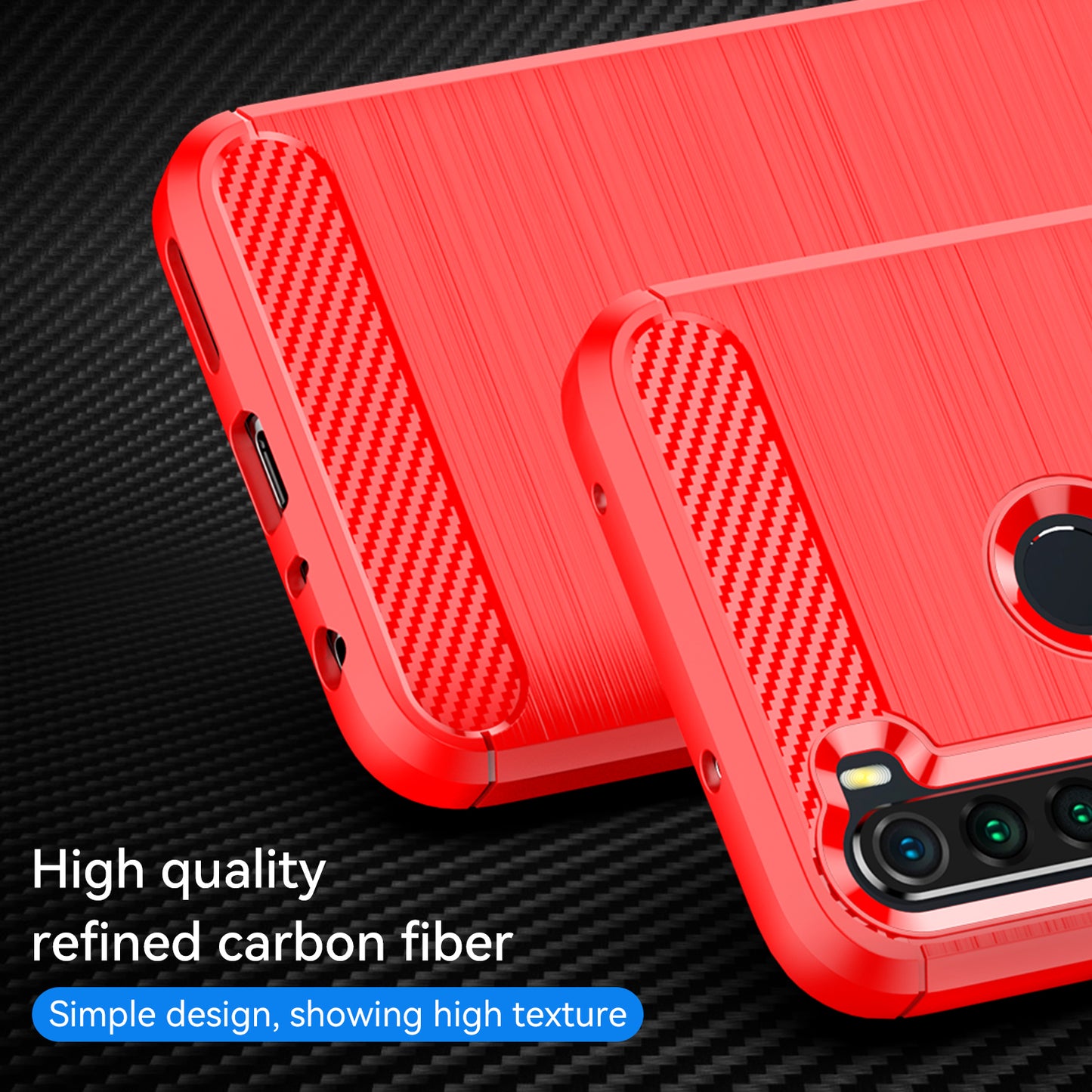1.8mm Anti-fall Flexible TPU Protective Case Carbon Fiber Brushed Texture Phone Cover for Xiaomi Redmi Note 8/Redmi Note 8 2021
