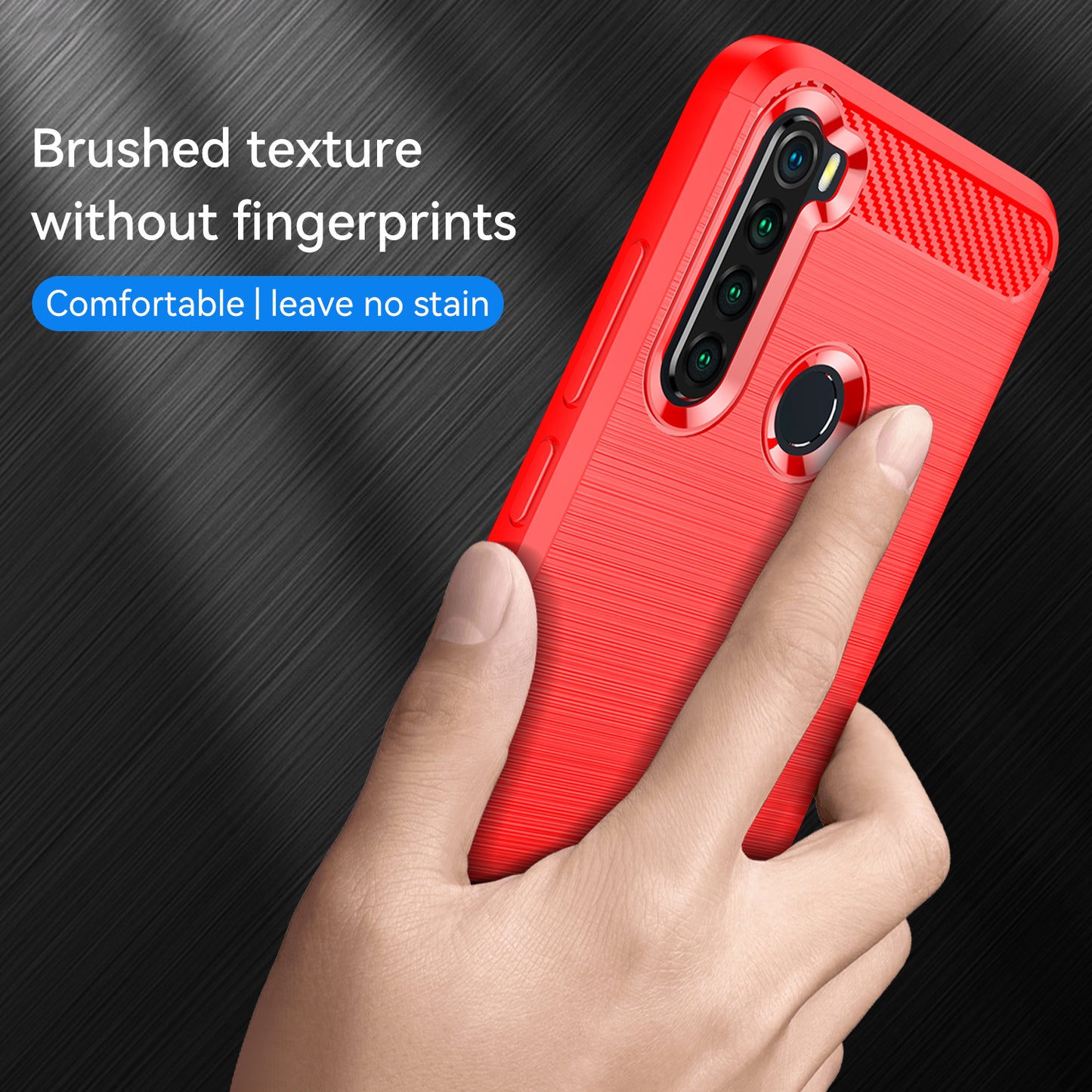 1.8mm Anti-fall Flexible TPU Protective Case Carbon Fiber Brushed Texture Phone Cover for Xiaomi Redmi Note 8/Redmi Note 8 2021