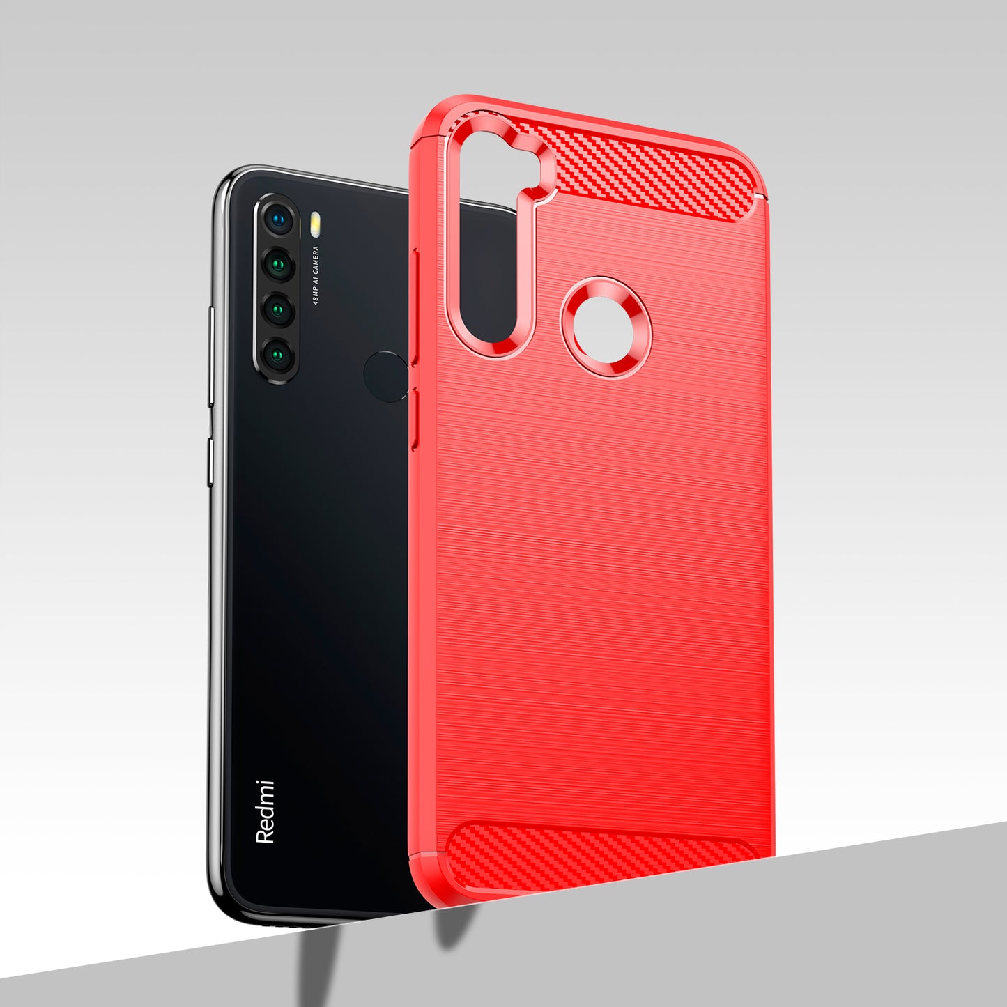 1.8mm Anti-fall Flexible TPU Protective Case Carbon Fiber Brushed Texture Phone Cover for Xiaomi Redmi Note 8/Redmi Note 8 2021
