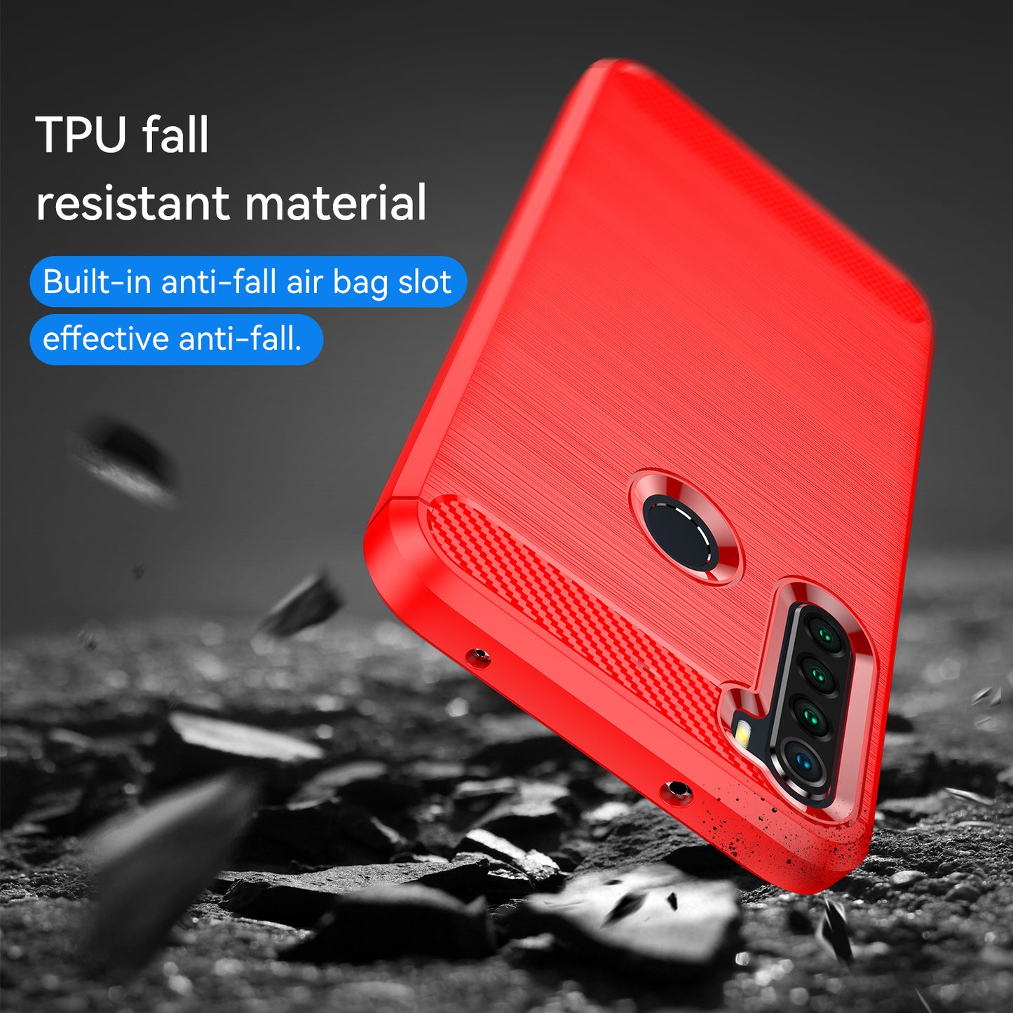 1.8mm Anti-fall Flexible TPU Protective Case Carbon Fiber Brushed Texture Phone Cover for Xiaomi Redmi Note 8/Redmi Note 8 2021
