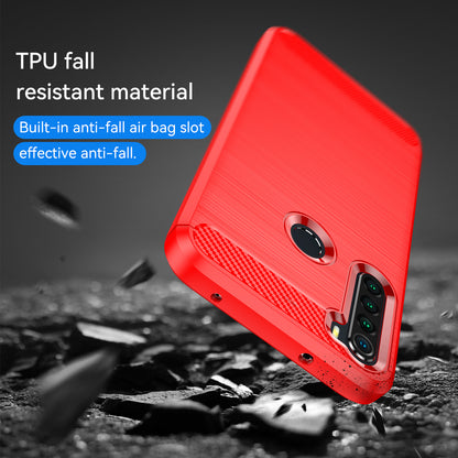 1.8mm Anti-fall Flexible TPU Protective Case Carbon Fiber Brushed Texture Phone Cover for Xiaomi Redmi Note 8/Redmi Note 8 2021