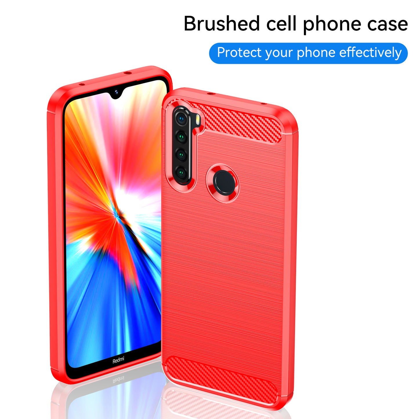 1.8mm Anti-fall Flexible TPU Protective Case Carbon Fiber Brushed Texture Phone Cover for Xiaomi Redmi Note 8/Redmi Note 8 2021