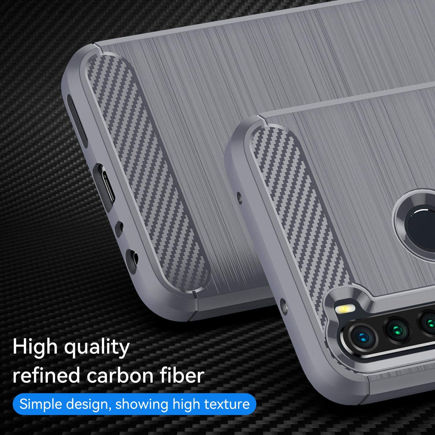 1.8mm Anti-fall Flexible TPU Protective Case Carbon Fiber Brushed Texture Phone Cover for Xiaomi Redmi Note 8/Redmi Note 8 2021