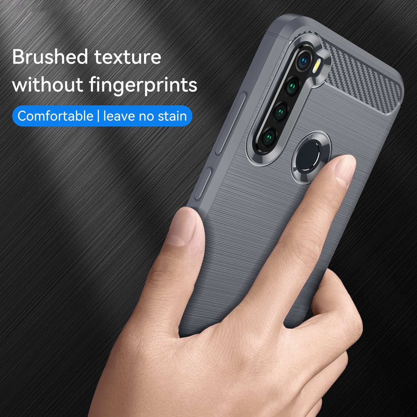1.8mm Anti-fall Flexible TPU Protective Case Carbon Fiber Brushed Texture Phone Cover for Xiaomi Redmi Note 8/Redmi Note 8 2021
