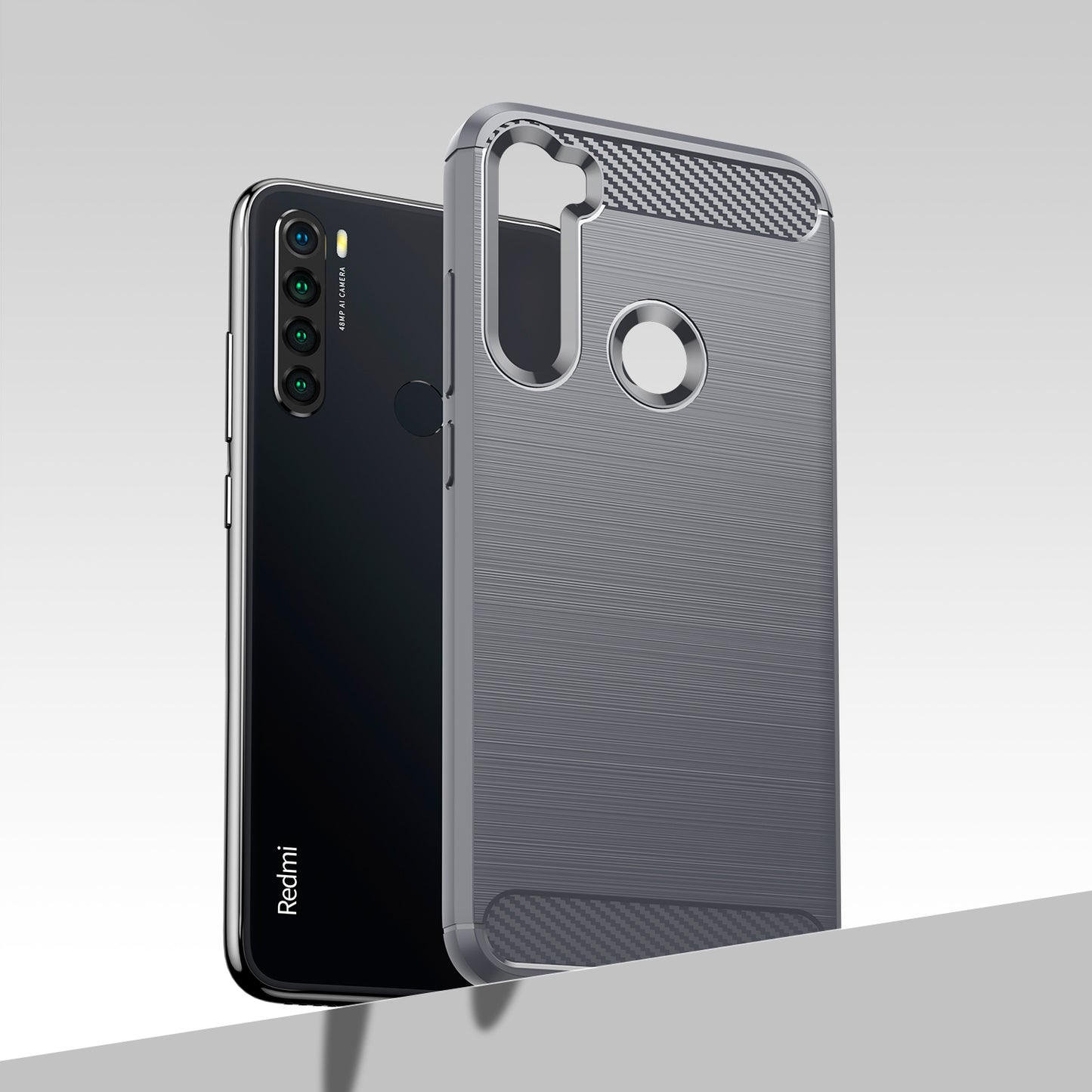 1.8mm Anti-fall Flexible TPU Protective Case Carbon Fiber Brushed Texture Phone Cover for Xiaomi Redmi Note 8/Redmi Note 8 2021