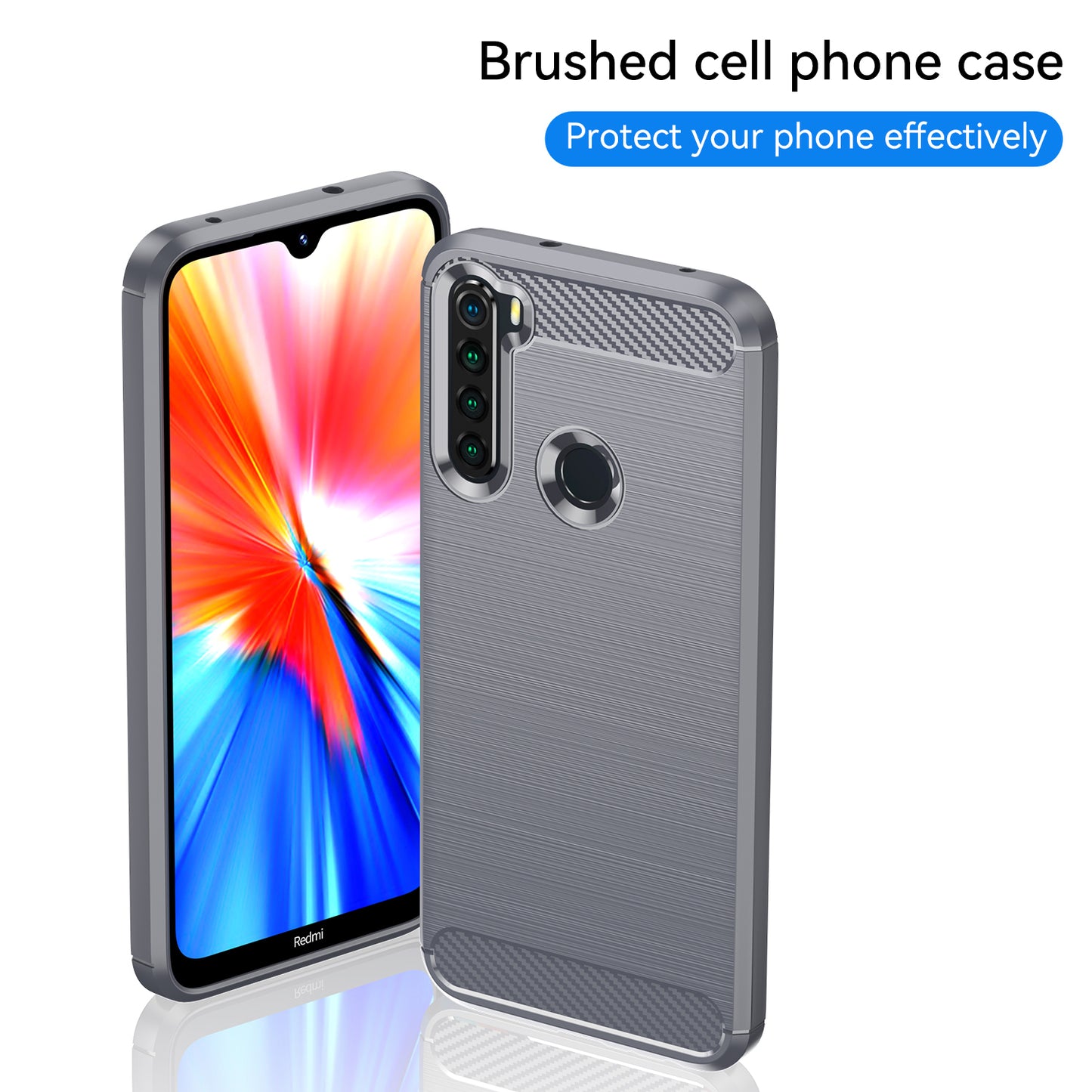 1.8mm Anti-fall Flexible TPU Protective Case Carbon Fiber Brushed Texture Phone Cover for Xiaomi Redmi Note 8/Redmi Note 8 2021