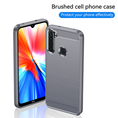 1.8mm Anti-fall Flexible TPU Protective Case Carbon Fiber Brushed Texture Phone Cover for Xiaomi Redmi Note 8/Redmi Note 8 2021