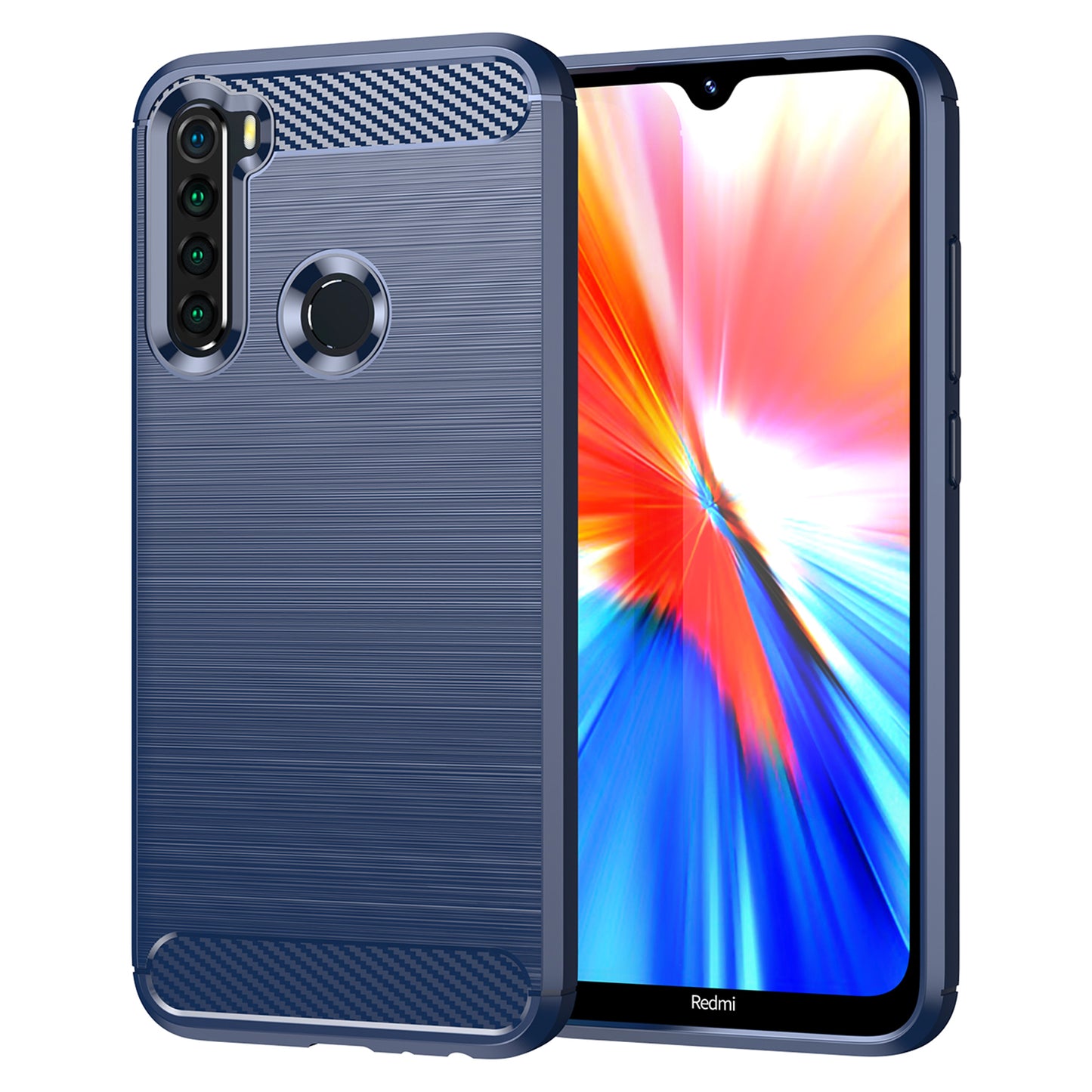 1.8mm Anti-fall Flexible TPU Protective Case Carbon Fiber Brushed Texture Phone Cover for Xiaomi Redmi Note 8/Redmi Note 8 2021