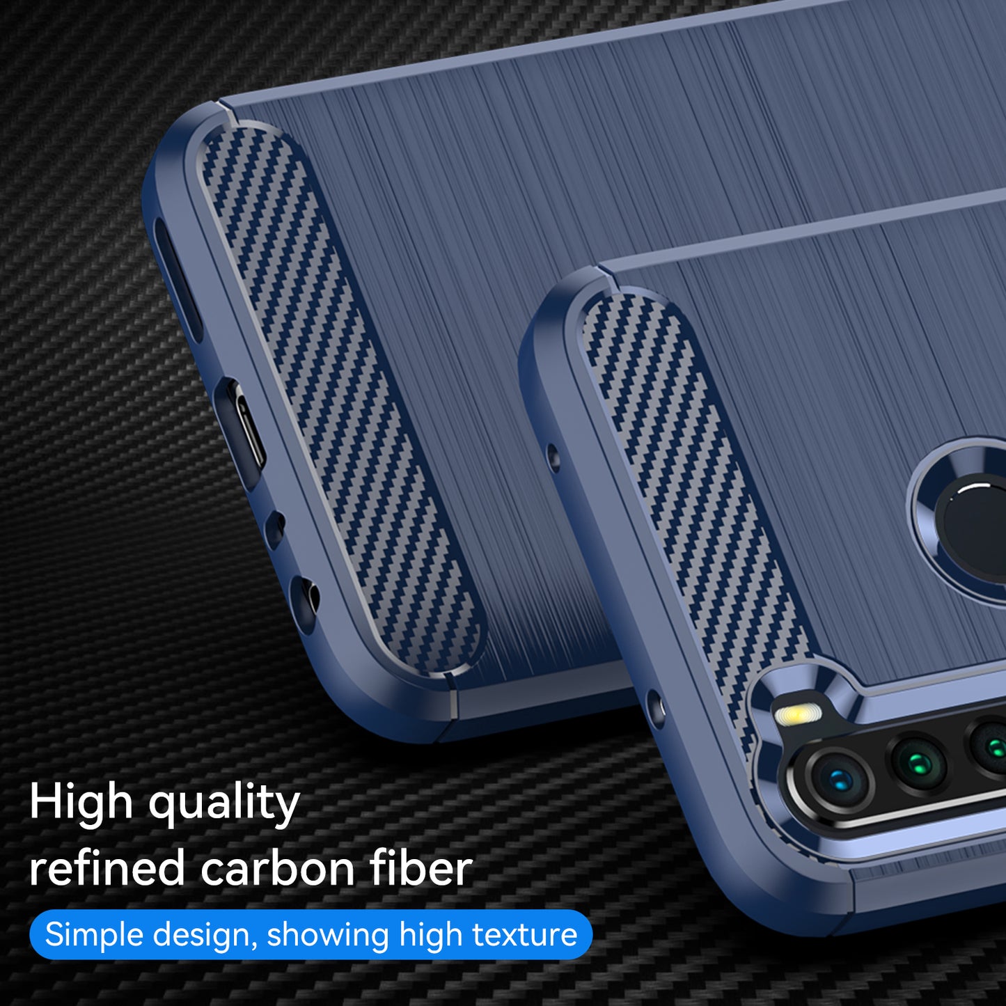 1.8mm Anti-fall Flexible TPU Protective Case Carbon Fiber Brushed Texture Phone Cover for Xiaomi Redmi Note 8/Redmi Note 8 2021