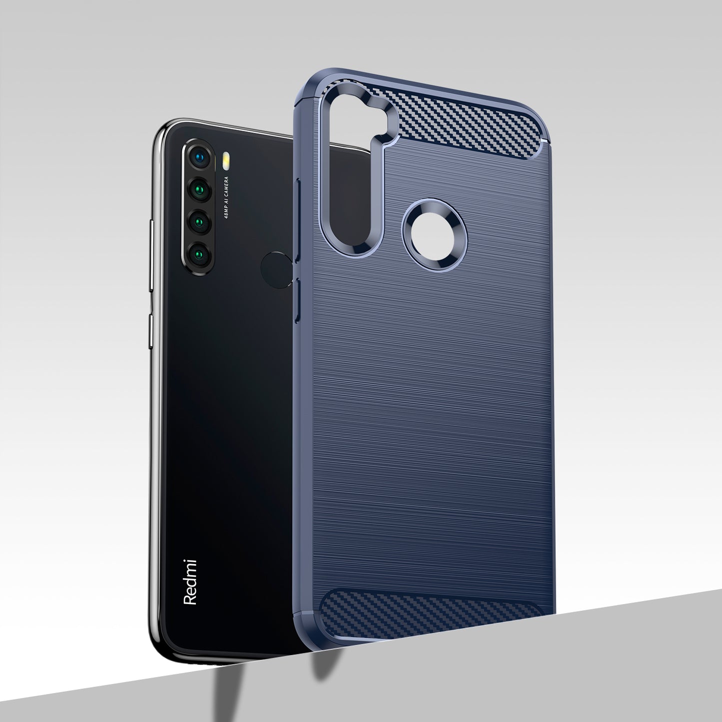 1.8mm Anti-fall Flexible TPU Protective Case Carbon Fiber Brushed Texture Phone Cover for Xiaomi Redmi Note 8/Redmi Note 8 2021