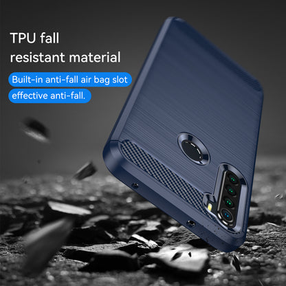 1.8mm Anti-fall Flexible TPU Protective Case Carbon Fiber Brushed Texture Phone Cover for Xiaomi Redmi Note 8/Redmi Note 8 2021