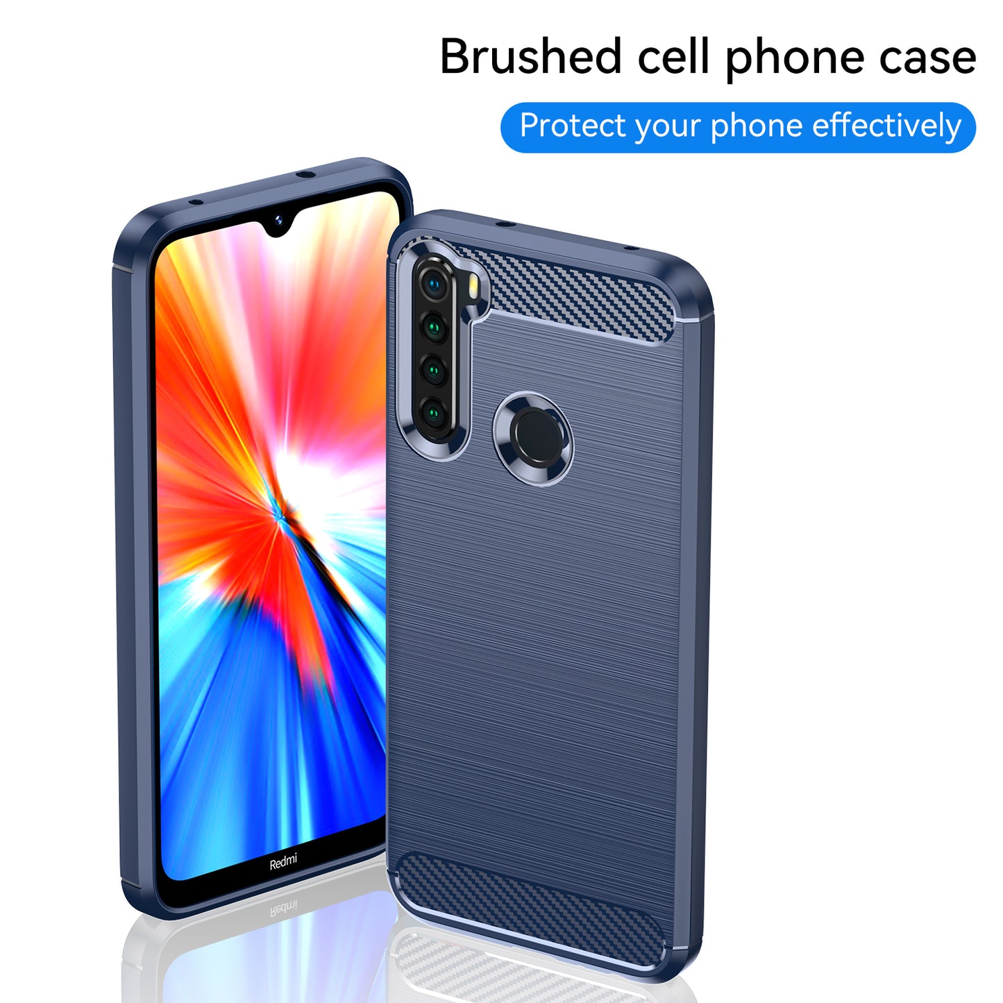 1.8mm Anti-fall Flexible TPU Protective Case Carbon Fiber Brushed Texture Phone Cover for Xiaomi Redmi Note 8/Redmi Note 8 2021