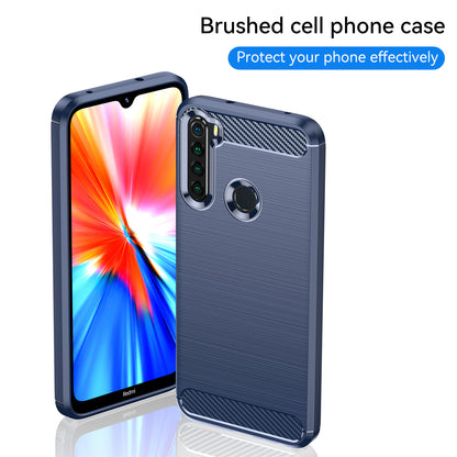 1.8mm Anti-fall Flexible TPU Protective Case Carbon Fiber Brushed Texture Phone Cover for Xiaomi Redmi Note 8/Redmi Note 8 2021