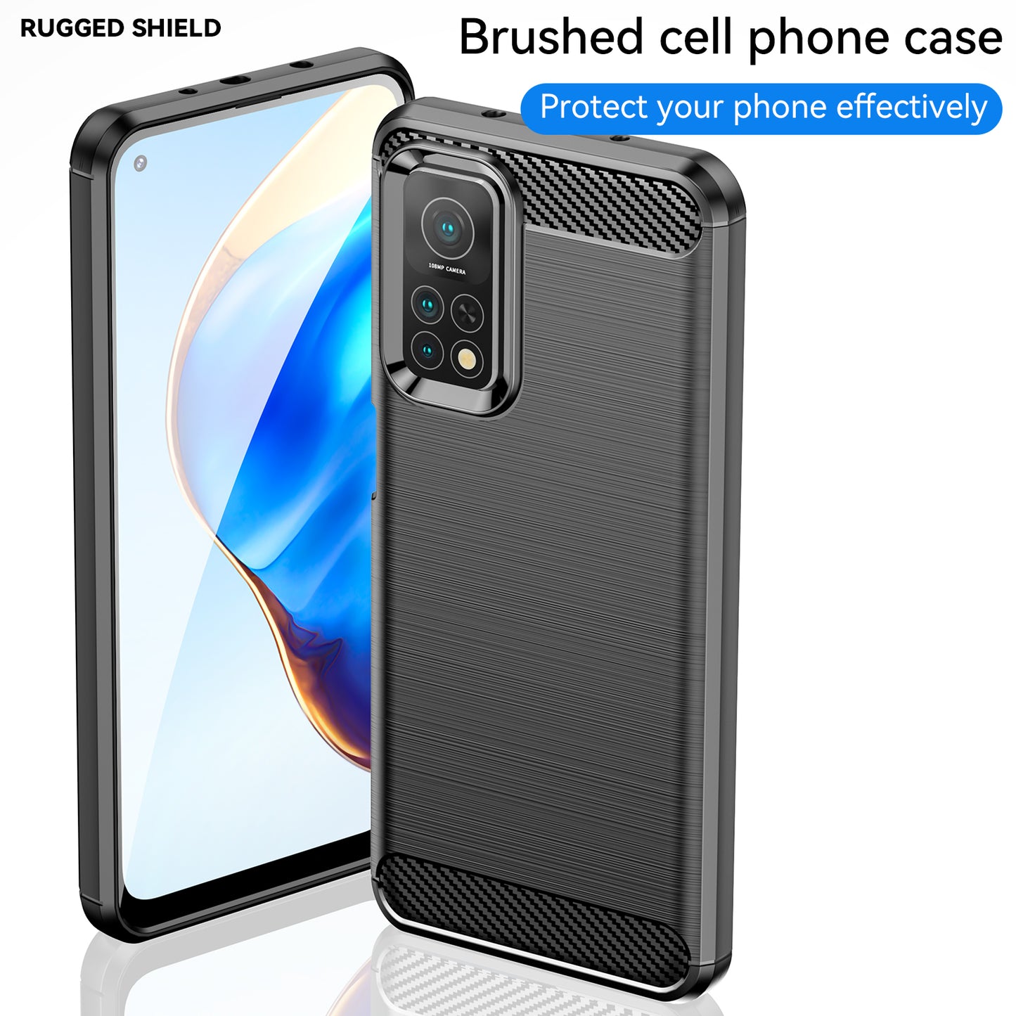 1.8mm Drop Resistant Carbon Fiber Brushed Texture TPU Back Case Mobile Phone Cover for Xiaomi Mi 10T 5G/10T Pro 5G/Redmi K30S