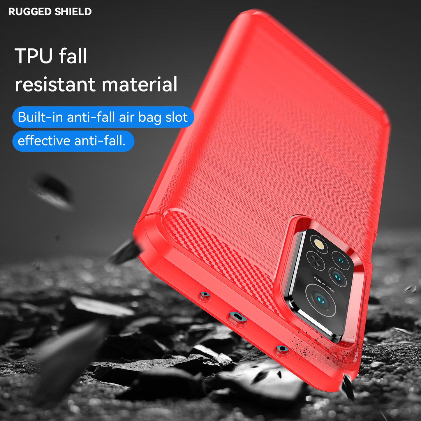 1.8mm Drop Resistant Carbon Fiber Brushed Texture TPU Back Case Mobile Phone Cover for Xiaomi Mi 10T 5G/10T Pro 5G/Redmi K30S