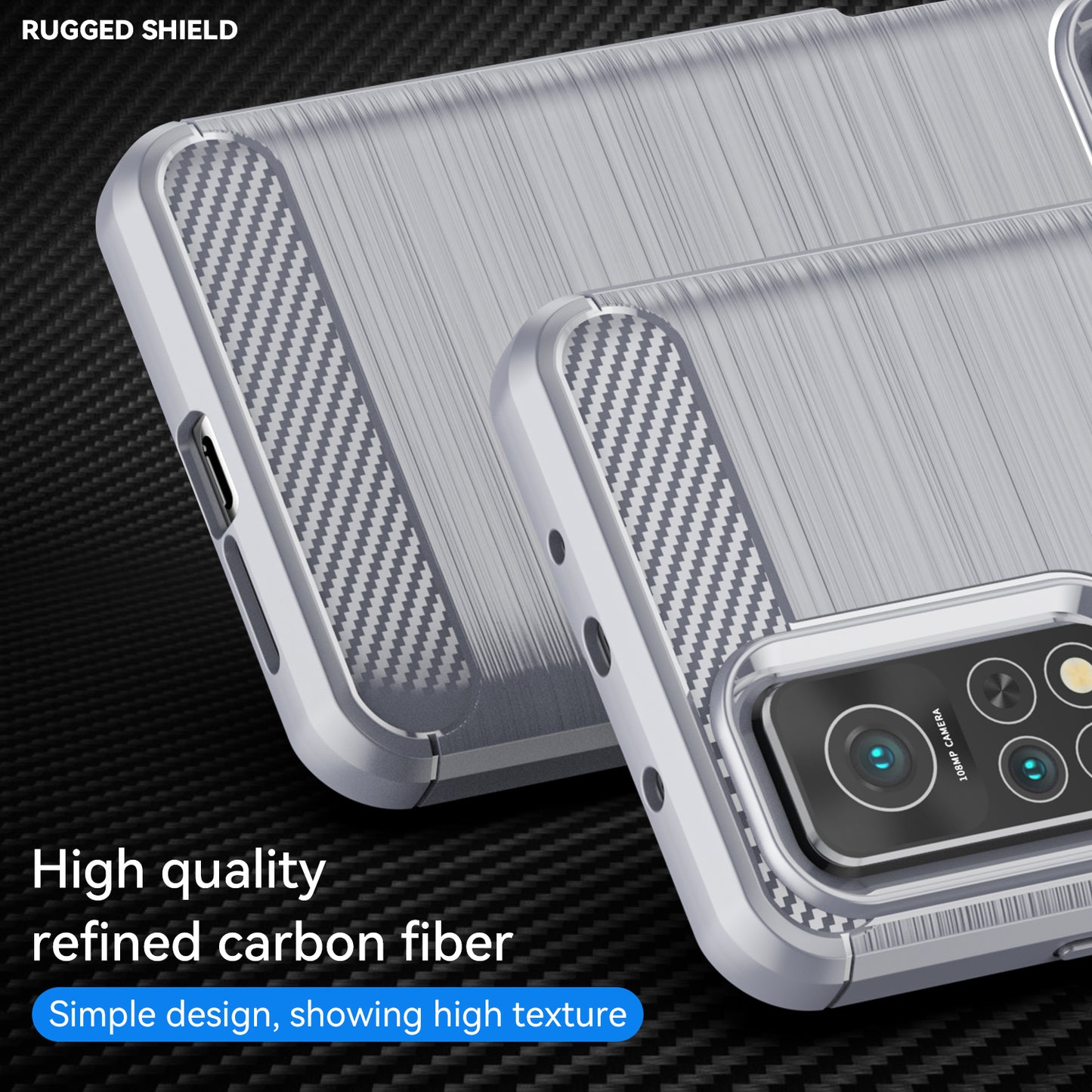 1.8mm Drop Resistant Carbon Fiber Brushed Texture TPU Back Case Mobile Phone Cover for Xiaomi Mi 10T 5G/10T Pro 5G/Redmi K30S