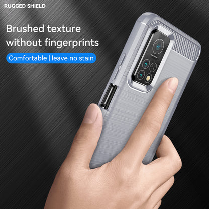 1.8mm Drop Resistant Carbon Fiber Brushed Texture TPU Back Case Mobile Phone Cover for Xiaomi Mi 10T 5G/10T Pro 5G/Redmi K30S