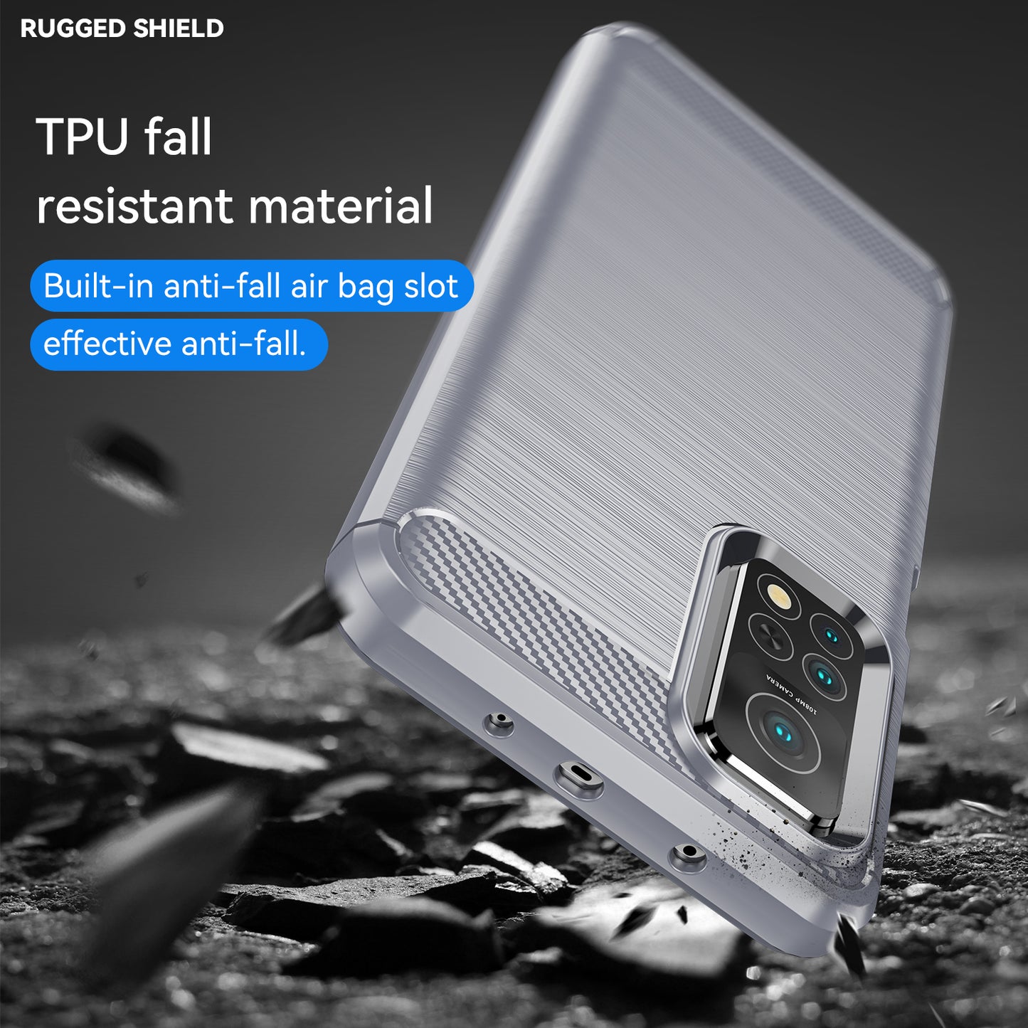 1.8mm Drop Resistant Carbon Fiber Brushed Texture TPU Back Case Mobile Phone Cover for Xiaomi Mi 10T 5G/10T Pro 5G/Redmi K30S